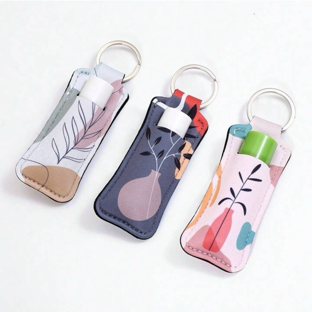 NEW 3 piece lip balm/lipstick holder keychains
